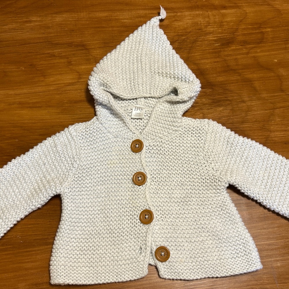 Nordstrom Cream Knit Sweater with Wooden Buttons